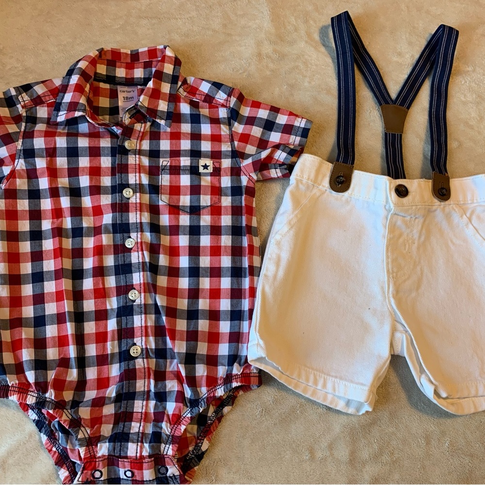 CARTE’S Set of bodysuit with shorts pants,size 18 Months.